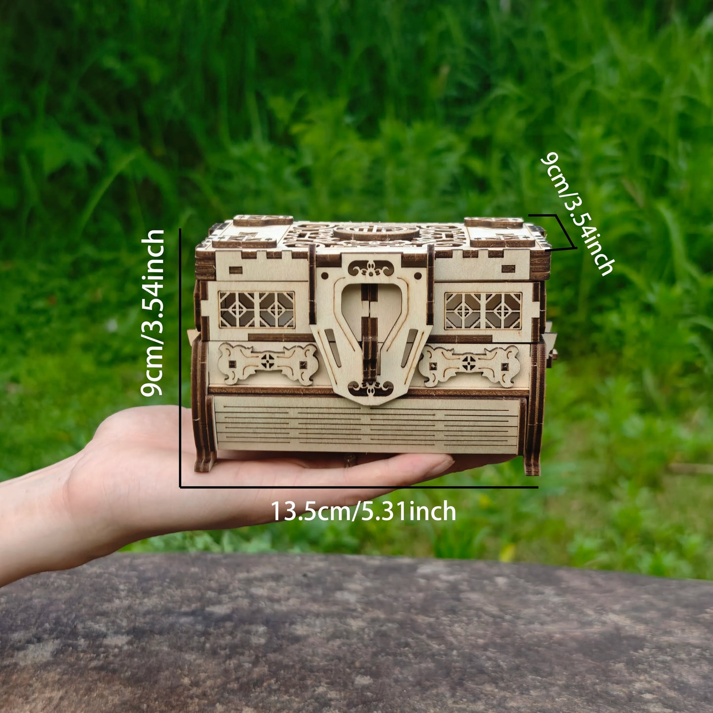 DIY 3D Treasure Box Wooden Puzzle Game Assembly Gift Adult Building Block Jewelry Box
