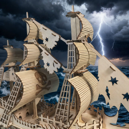 Dutchman Ship 3D Wooden Puzzle Model the Perfect Festive Gift for Halloween, Christmas, Valentine'S Day and Birthdays