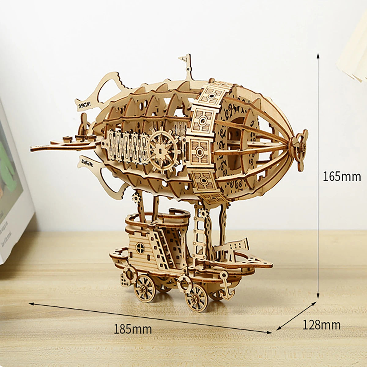 Airship 3D Car Wooden Puzzle Scale Model,Diy Model Kit, Handcraft Gift,Home Decoration,Mechanical Model Kit, Building Toy
