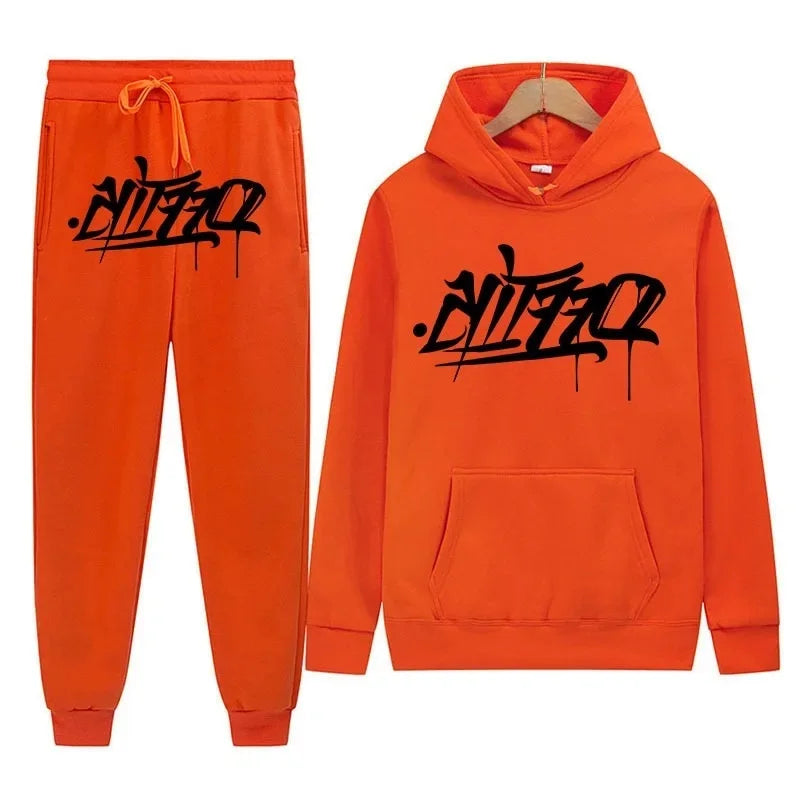 Large Supply of Men'S Sportswear, New Fashion Hip Hop Suit Two-Piece Set Hoodie Printed Sweatshirt Comfortable Casual Male Style