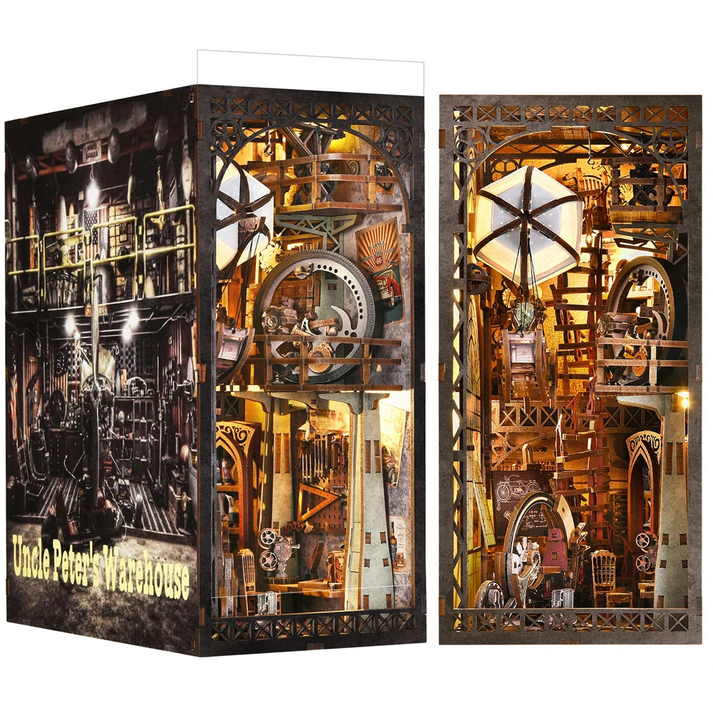 Book Nook Kit the Creation Room DIY Wooden Puzzle Workshop Balloon Ship Bookshelf Dollhouse Model Bookend Building Home Deco
