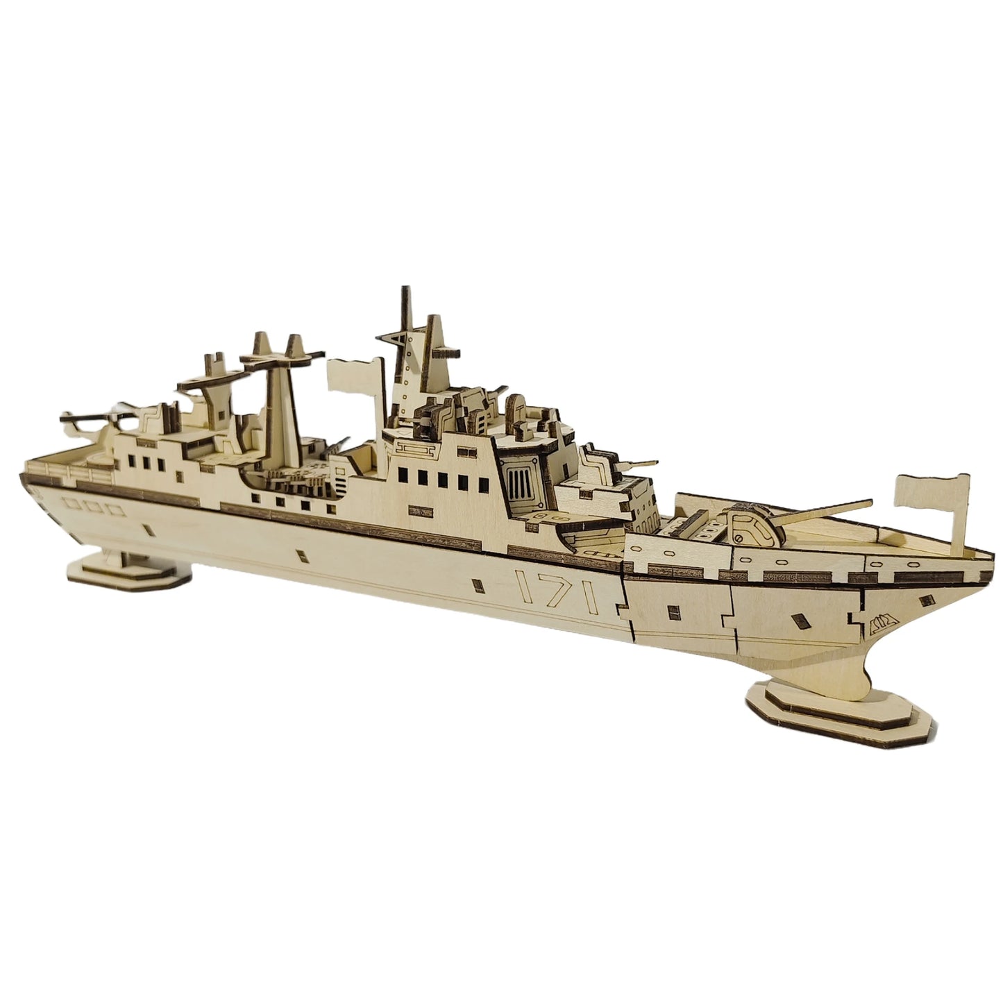 3D Puzzle DIY Wooden Toy Warship Assembly Model Adult Birthday, Halloween, Christmas Gift