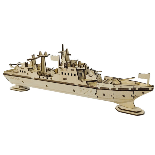3D Puzzle DIY Wooden Toy Warship Assembly Model Adult Birthday, Halloween, Christmas Gift