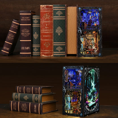 DIY Book Nook Kit Monster Collection Room Wooden Bookshop Dollhouse with Light Bookshelf Insert 3D Puzzle Decor for Gift