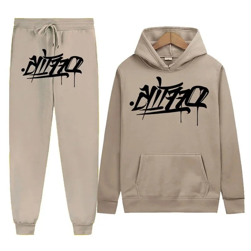Large Supply of Men'S Sportswear, New Fashion Hip Hop Suit Two-Piece Set Hoodie Printed Sweatshirt Comfortable Casual Male Style