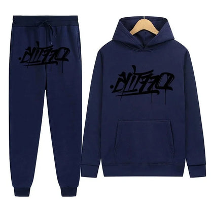 Large Supply of Men'S Sportswear, New Fashion Hip Hop Suit Two-Piece Set Hoodie Printed Sweatshirt Comfortable Casual Male Style