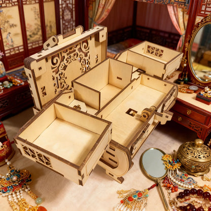 3D Puzzle Wooden Chinese-Style Jewellery Box Model Kit Creative DIY Three-Dimensional Puzzle Perfect as a Festive Gift