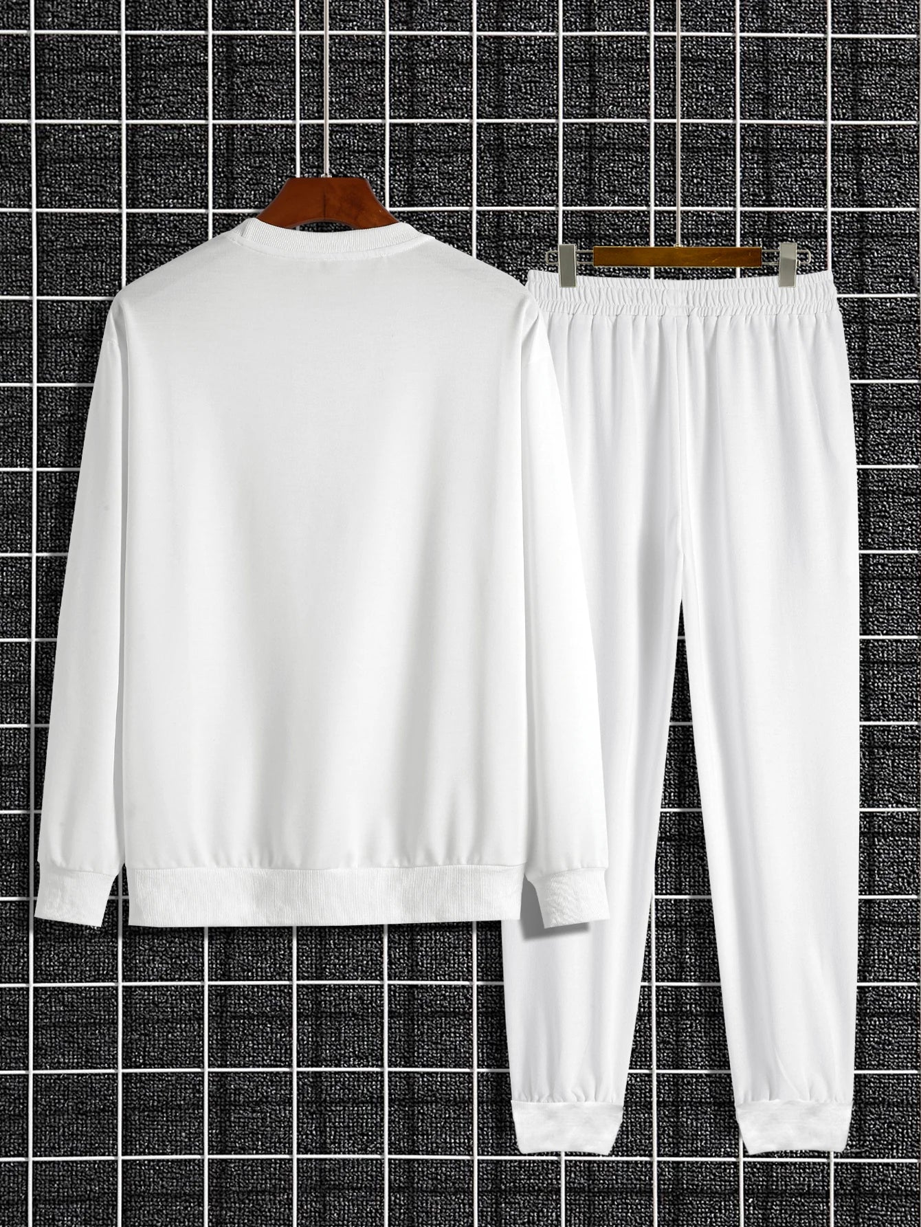 Autumn Trendy New Sweatshirt Sweatpants Set Men'S Daily Loose Casual Fit Printed Hundred Long Sleeve Sweatshirt 2 Piecesset