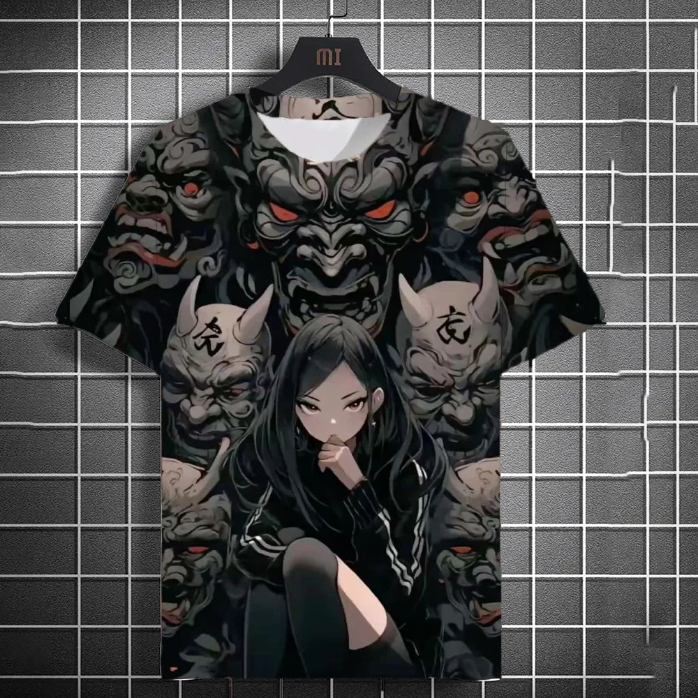 Japanese Style Samurai Katana Girl T-Shirts 3D Print Personality Anime T Shirt Men/Women Short Sleeve Top Fashion Men'S Clothes