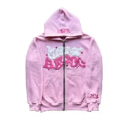 Hooded Zipper Hoodie with Retro American-Style Letters, Unisex, Suitable for Pairing with a Millennial-Style Jacket