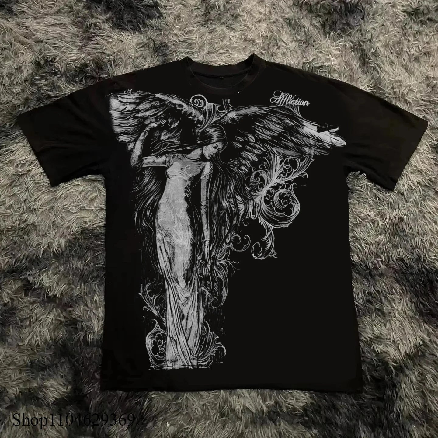 Classic Y2K Gothic Style T-Shirt Print Oversized T Shirt High Street Shirts Gothic round Neck Cotton Tops New Mens Women T Shirt