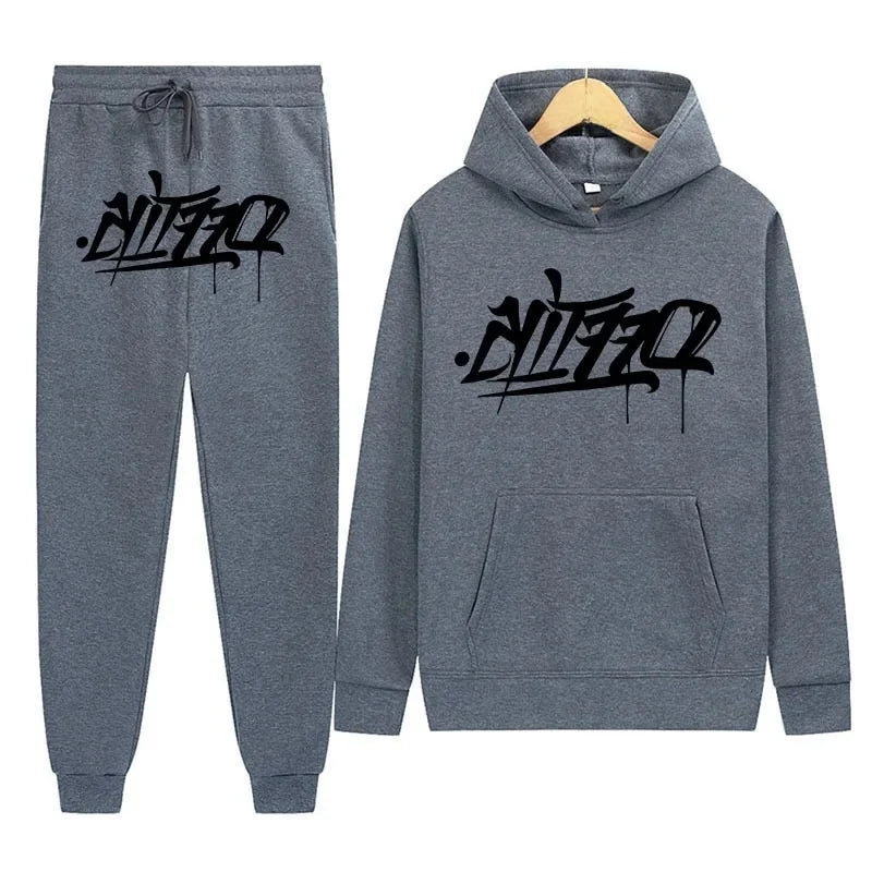 Large Supply of Men'S Sportswear, New Fashion Hip Hop Suit Two-Piece Set Hoodie Printed Sweatshirt Comfortable Casual Male Style