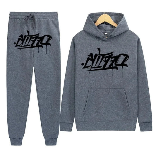 Large Supply of Men'S Sportswear, New Fashion Hip Hop Suit Two-Piece Set Hoodie Printed Sweatshirt Comfortable Casual Male Style