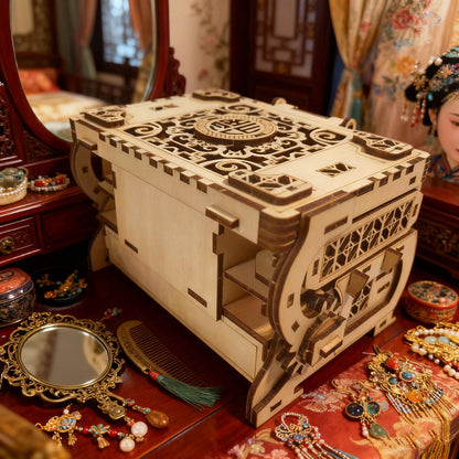 3D Puzzle Wooden Chinese-Style Jewellery Box Model Kit Creative DIY Three-Dimensional Puzzle Perfect as a Festive Gift
