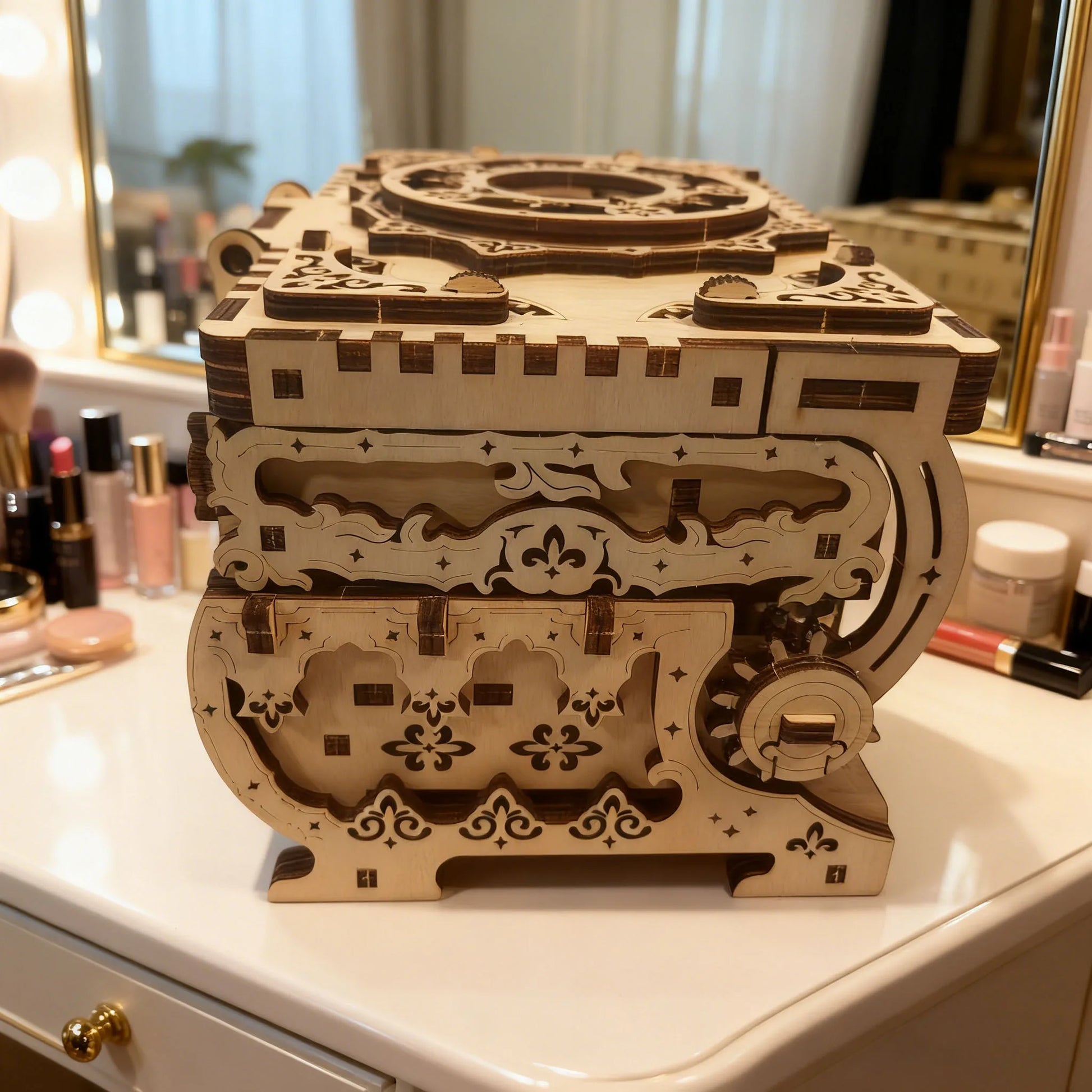 3D Wooden Musical Jewellery Box Model Toy Puzzle DIY Wooden Puzzle Assembly Educational Birthday Gift Valentine'S Day Gift
