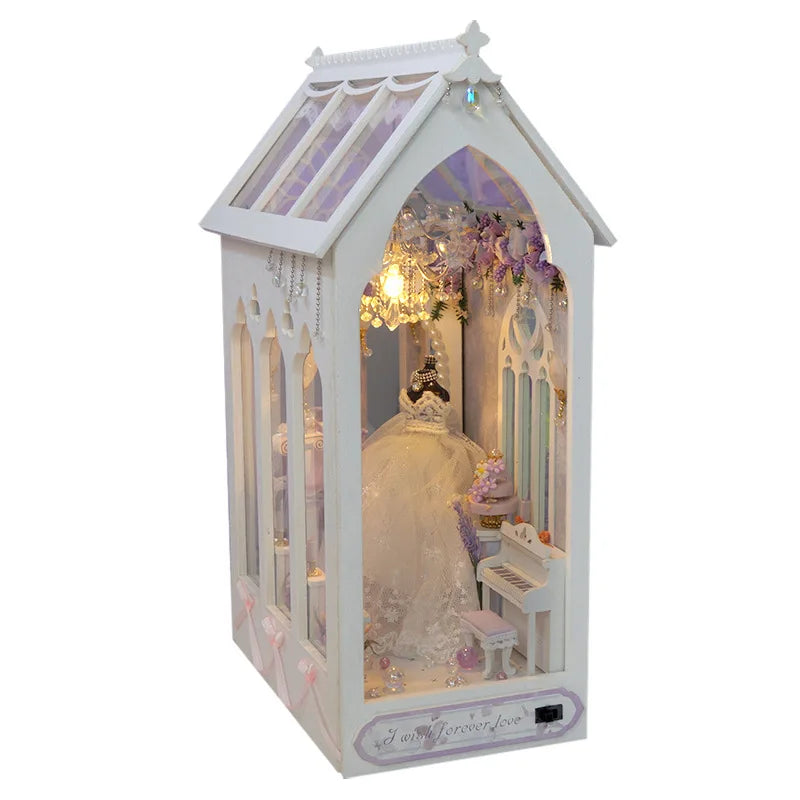 DIY Book Nook Doll House Wooden Case Miniature Furniture Dollhouse Bookshelf Shelf Insert Toys for Children Girls Birthday Gifts