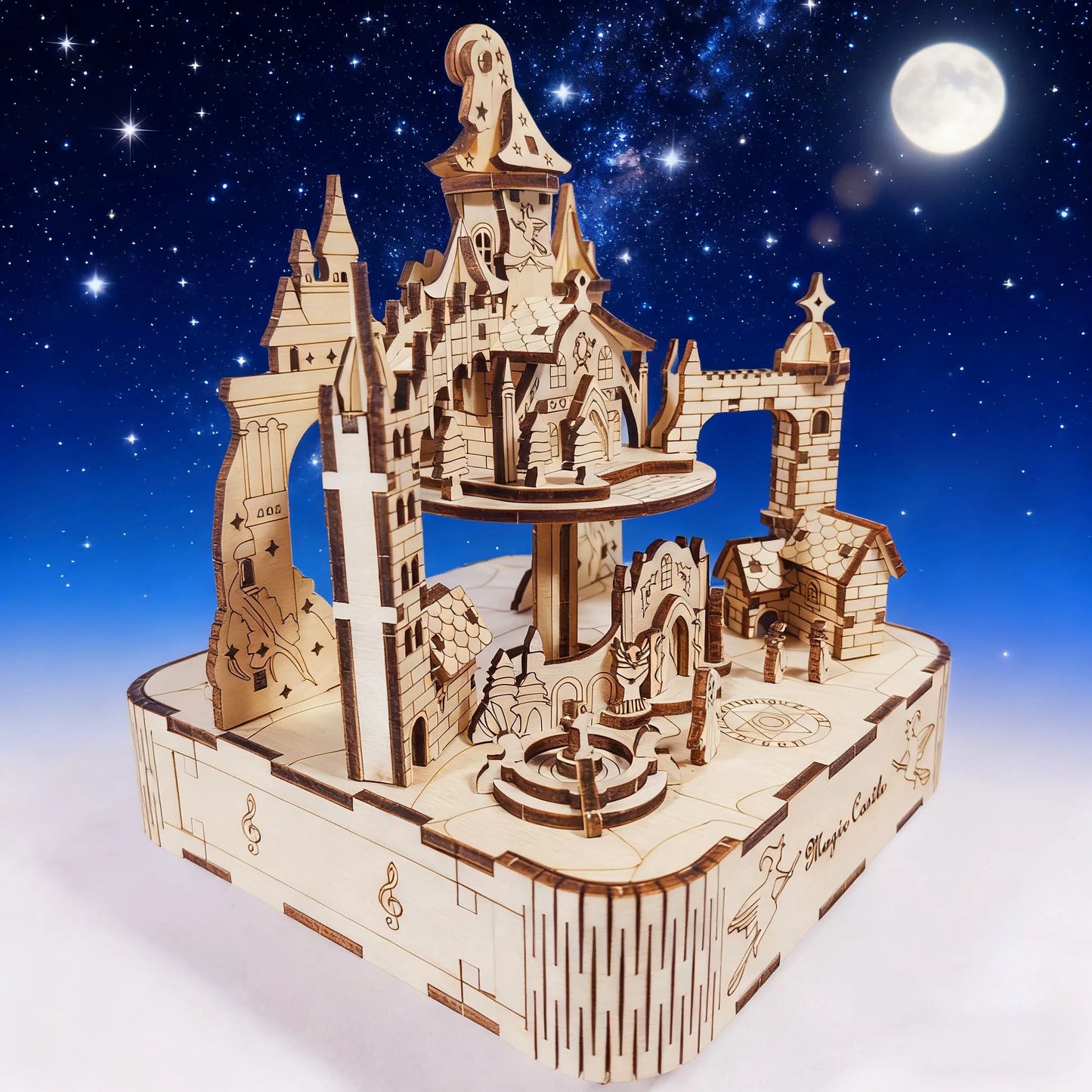 DIY 3D Wooden Magic Castle Puzzle Educational Construction Toy Creative Gift & Tabletop Decoration