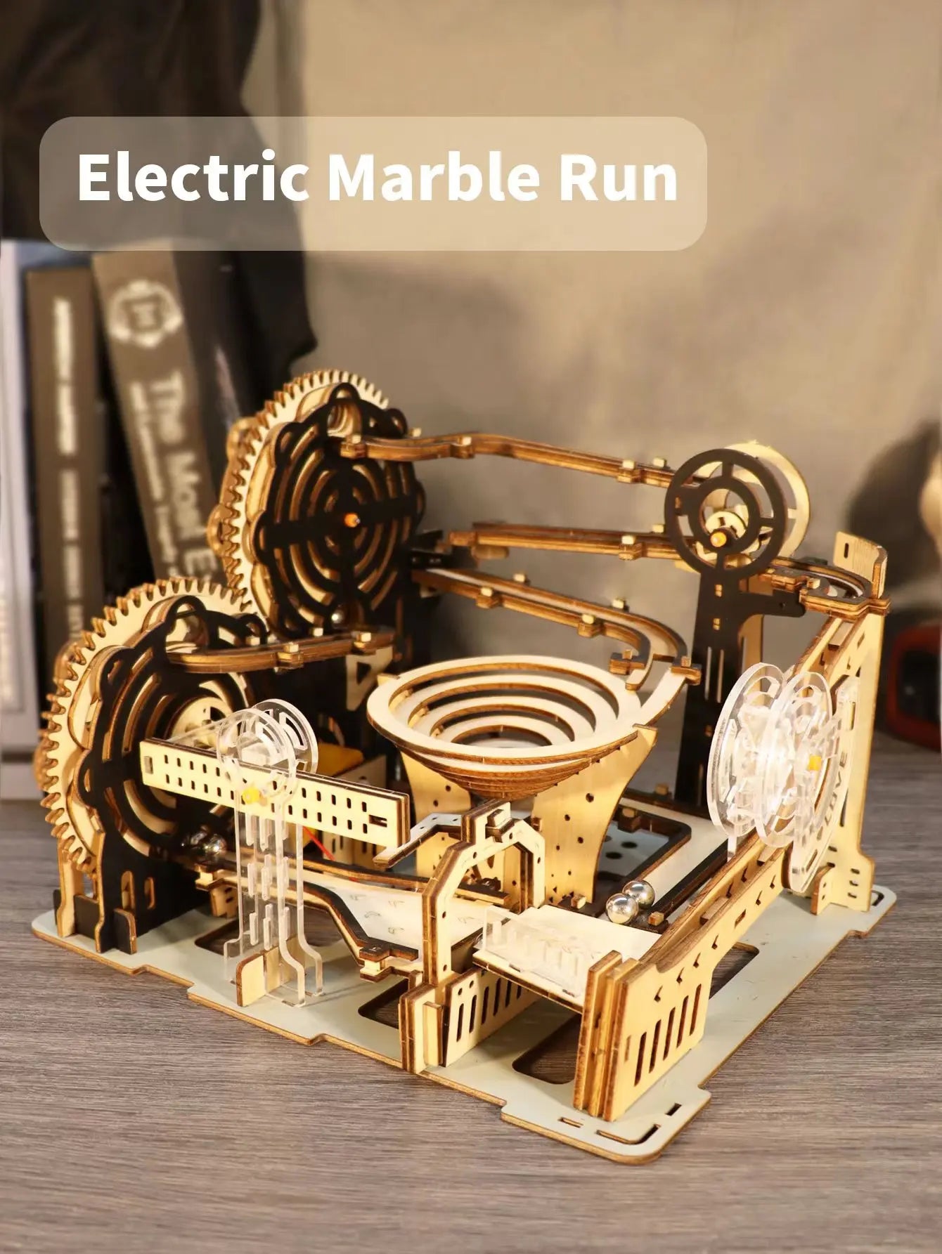 Electric 3D Wooden Puzzles Marble Run Model Kits Brain Teaser Puzzle DIY Handmade Christmas Gift