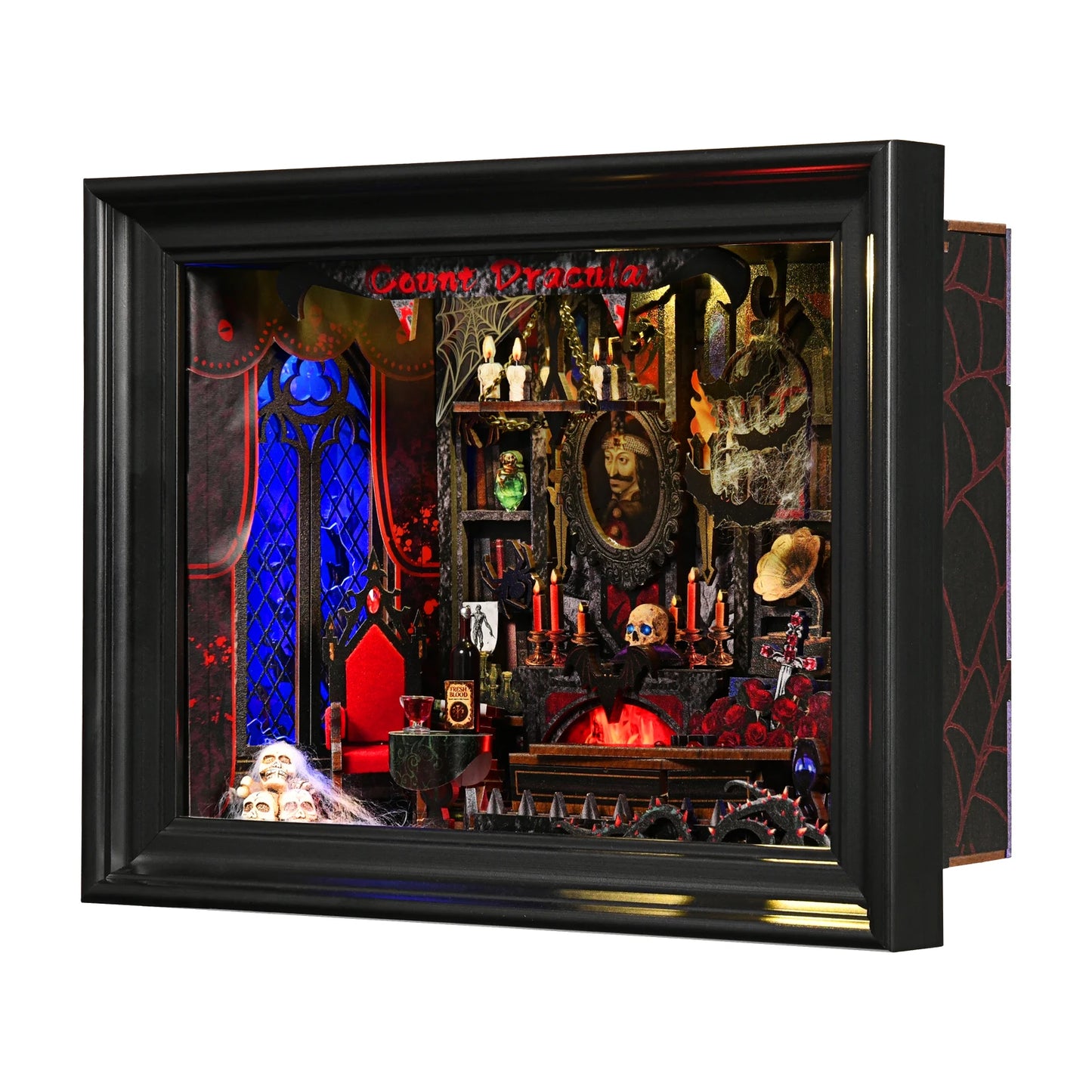 Book Nook Kit Vampire DIY Wooden Puzzle Dracula Gothic Style Halloween Bookshelf Dollhouse Model Bookend Building Home Dec