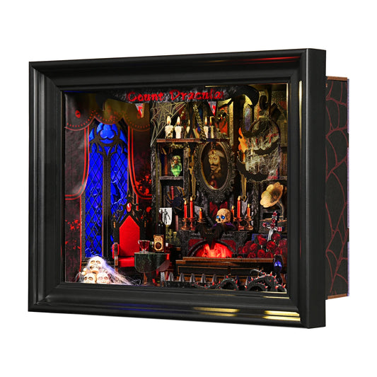 Book Nook Kit Vampire DIY Wooden Puzzle Dracula Gothic Style Halloween Bookshelf Dollhouse Model Bookend Building Home Dec