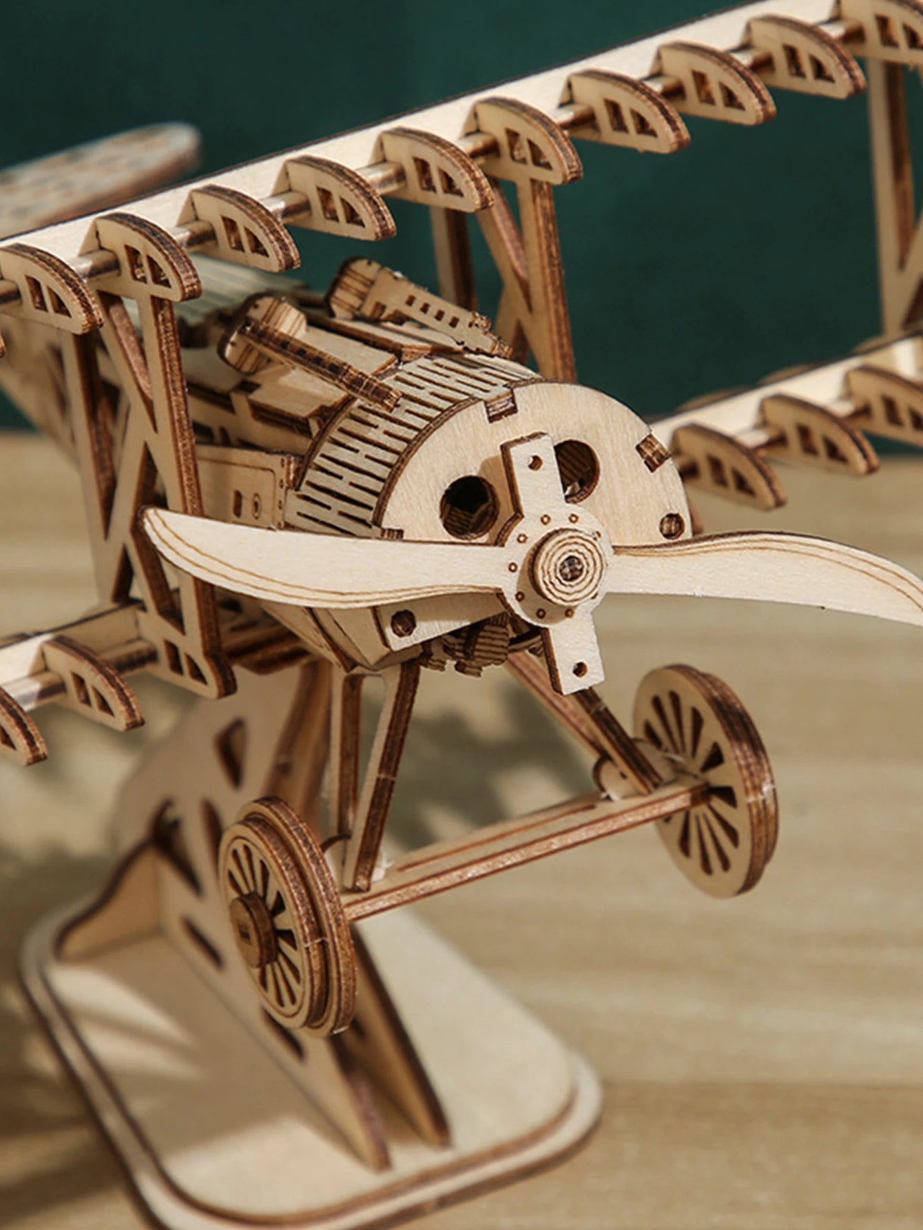 3D Wooden Puzzle Wood DIY Craft Bi-Plane Model Kits Handmade Gifts