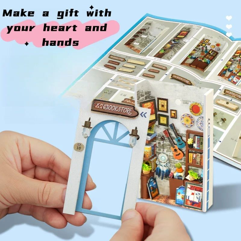 1Pc,Diy Book Nook Kit,Assembly Model Kit,Bookshelf Decor,Home Decor Micro Model,The Perfect Gift for Teenagers and Adults
