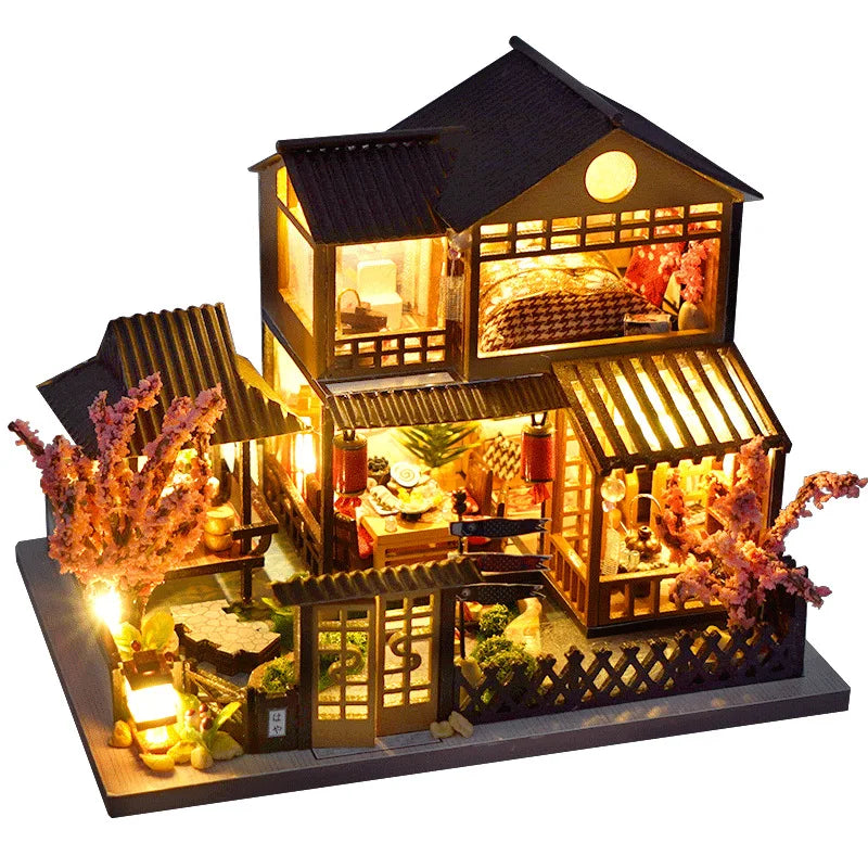 Diy Mini Wooden Dollhouse with Furniture Light Kit Doll House Casa Miniature Accessories Handmade Wooden Toys Birthday Gifts