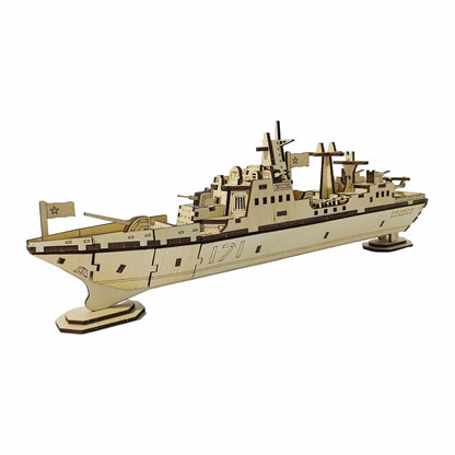 3D Puzzle DIY Wooden Toy Warship Assembly Model Adult Birthday, Halloween, Christmas Gift
