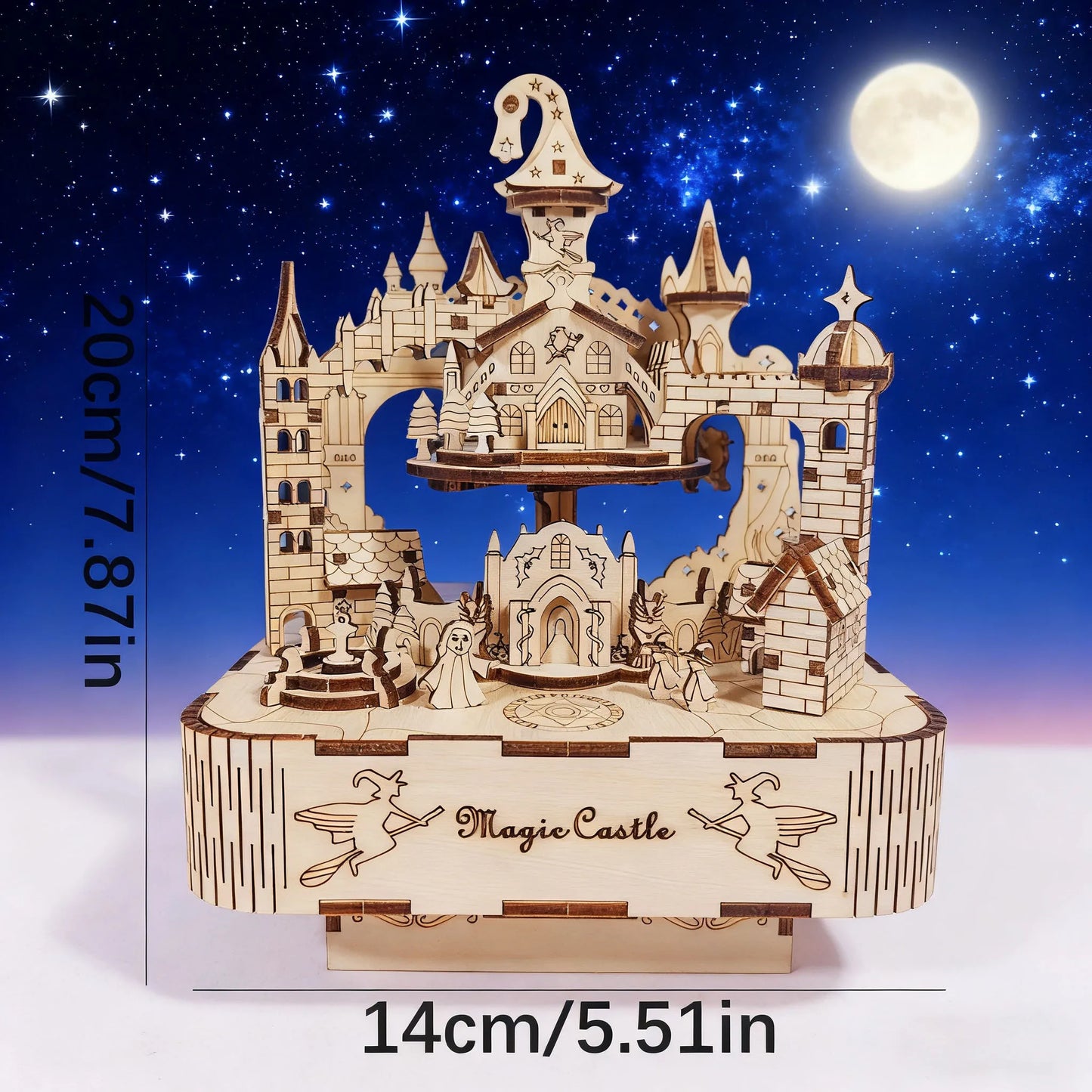 DIY 3D Wooden Magic Castle Puzzle Educational Construction Toy Creative Gift & Tabletop Decoration