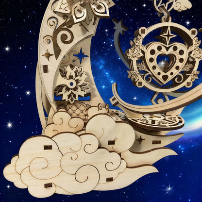 3D Wooden Jigsaw Puzzle, Midsummer Night, Romantic and Exquisite, Design Inspired by the Unique Combination of Hearts and Stars.