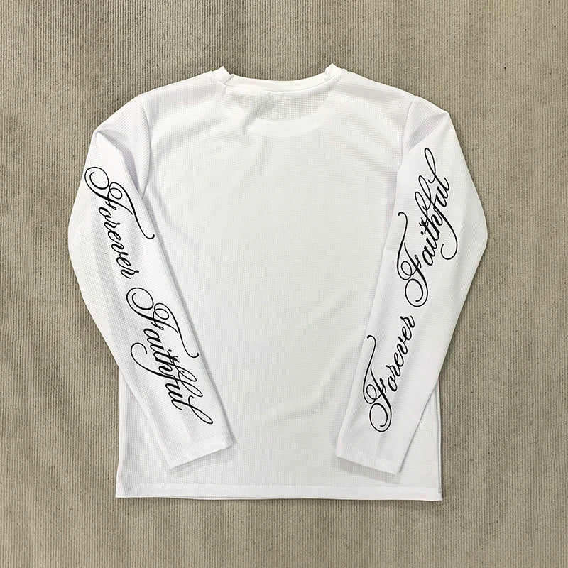 Spring American Retro Y2K Long Sleeve T-Shirt Casual round Neck Lightweight Breathable Top Letter Print Streetwear