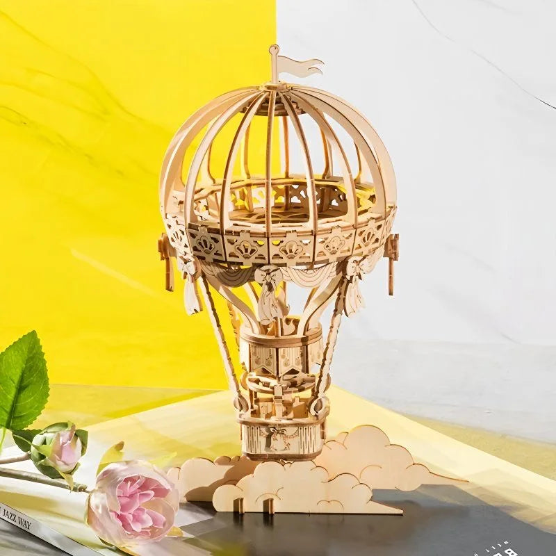 3D Hot Air Balloon Wooden Puzzle New Wooden 3D Stereoscopic Panel Insect Series Large 2-Piece Handmade Model Gift Enlightenment