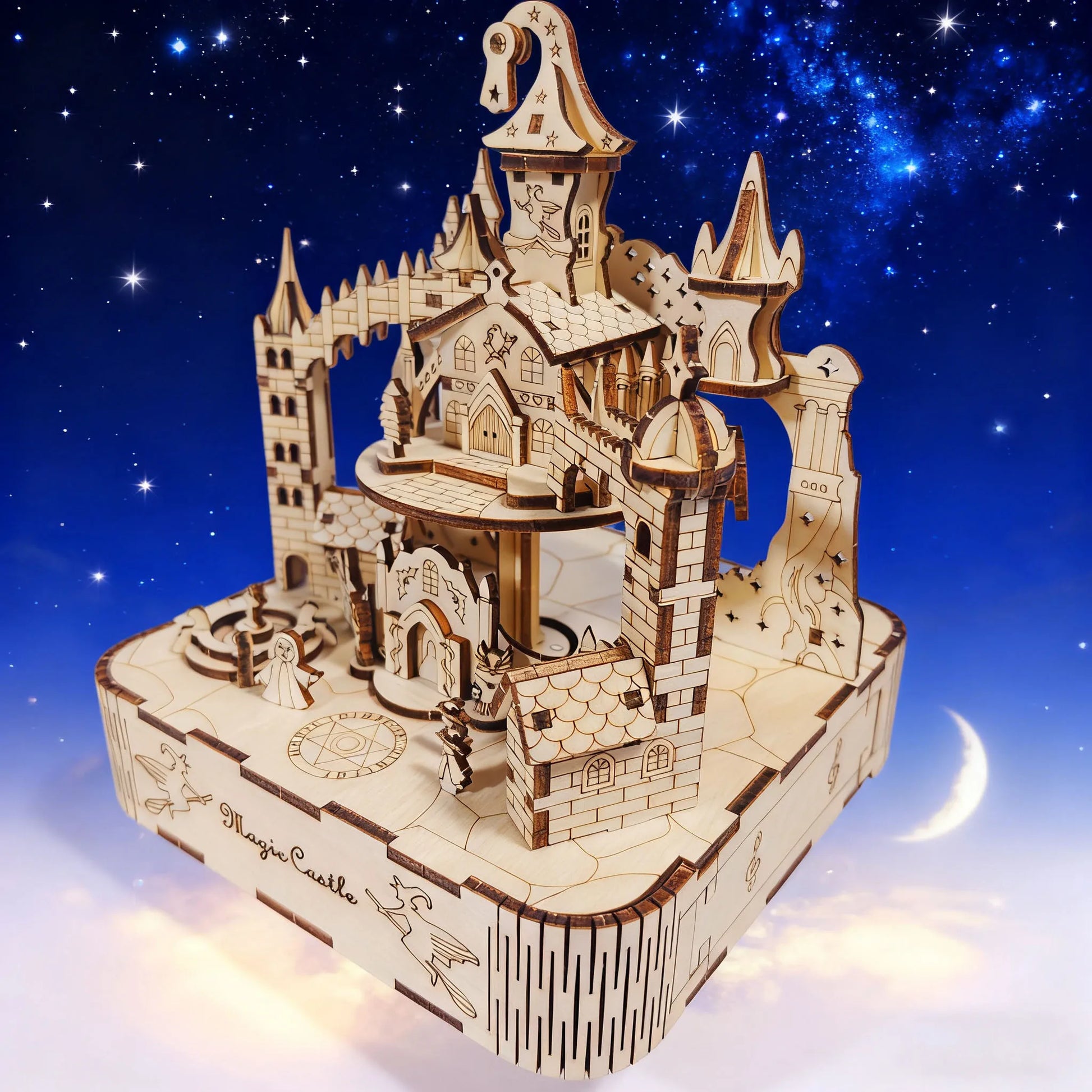 DIY 3D Wooden Magic Castle Puzzle Educational Construction Toy Creative Gift & Tabletop Decoration