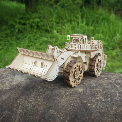 3D Puzzle Diy Wooden Toy Bulldozer Assembly Model Adult Birthday Halloween Christmas Gift