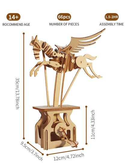 3D Wooden Puzzle Pegasus Diy Handmade Crafts Assembly Model Kits Creative Decoration Birthday and Christmas Gifts