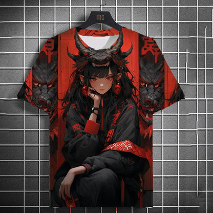 Japanese Style Samurai Katana Girl T-Shirts 3D Print Personality Anime T Shirt Men/Women Short Sleeve Top Fashion Men'S Clothes