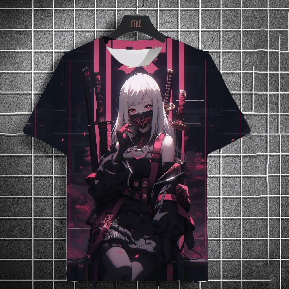 Japanese Style Samurai Katana Girl T-Shirts 3D Print Personality Anime T Shirt Men/Women Short Sleeve Top Fashion Men'S Clothes