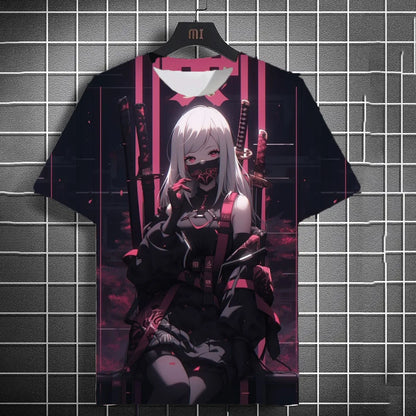 Japanese Style Samurai Katana Girl T-Shirts 3D Print Personality Anime T Shirt Men/Women Short Sleeve Top Fashion Men'S Clothes