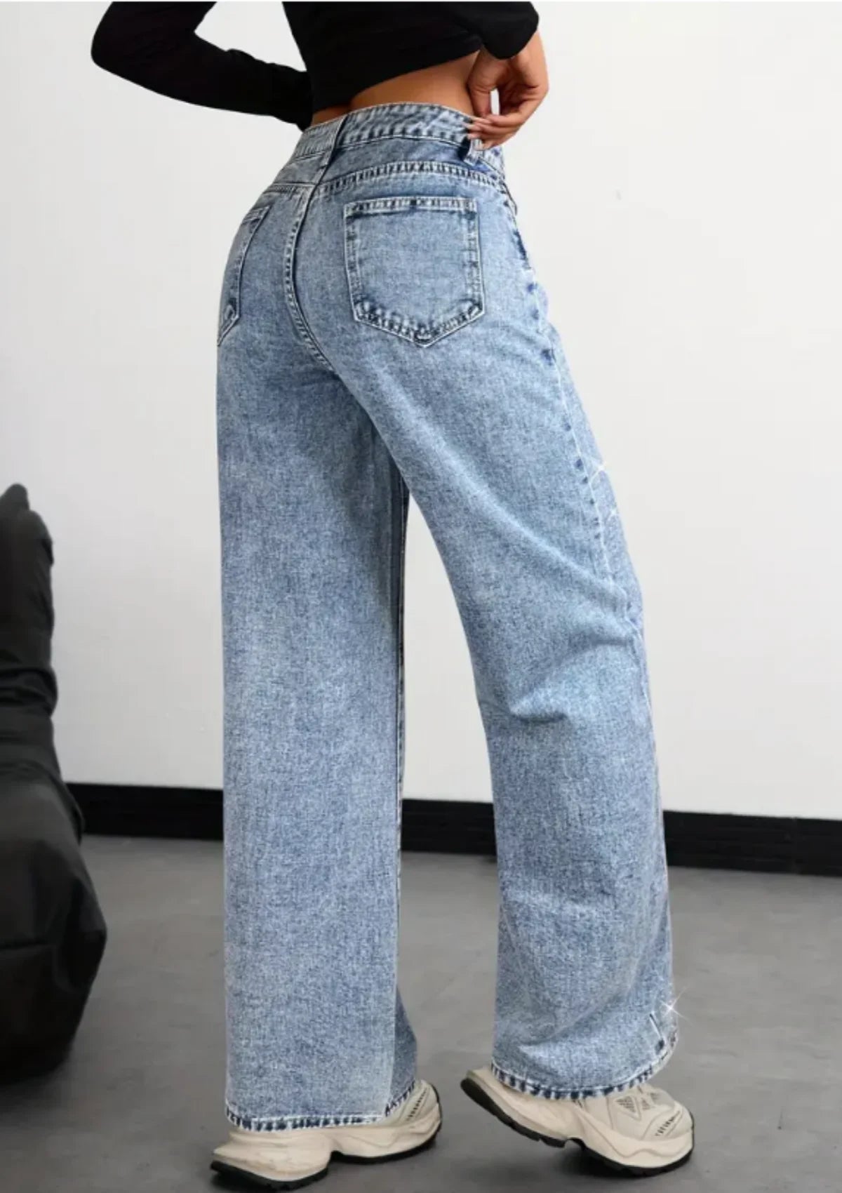 American-Style High Street Retro Full-Diamond Wide-Leg Jeans for Women New 2025 Autumn Style Versatile and Slimming Great for A