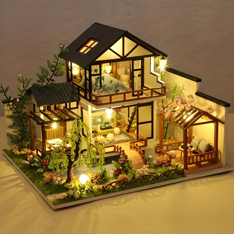 1Pc,Diy Wooden Doll House,Assembly Model Kit,3D Puzzle, Birthday Christmas Gifts for Teenagers and Adults,Home Decor Micro Model