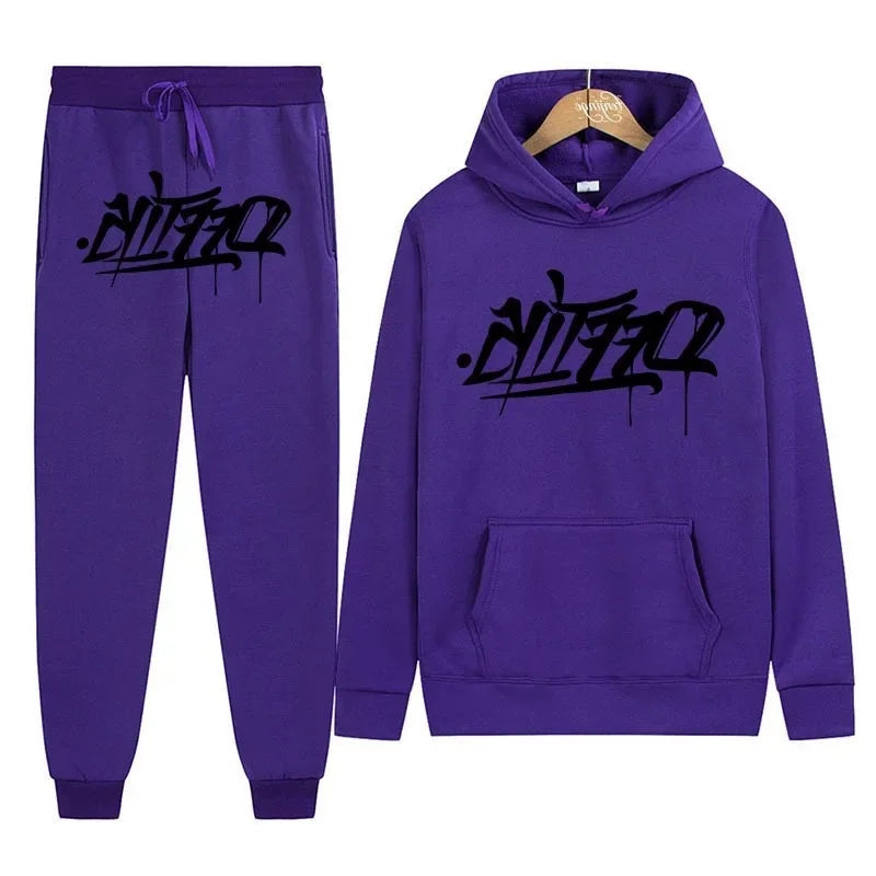 Large Supply of Men'S Sportswear, New Fashion Hip Hop Suit Two-Piece Set Hoodie Printed Sweatshirt Comfortable Casual Male Style