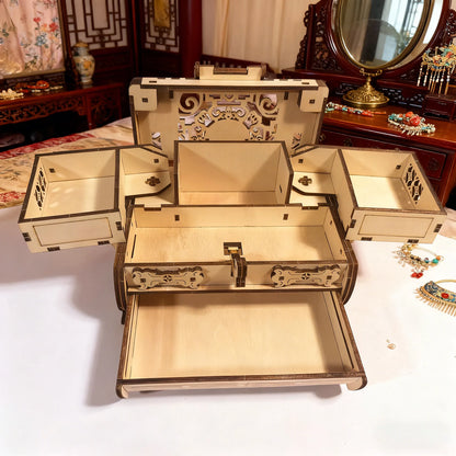 3D Puzzle Wooden Chinese-Style Jewellery Box Model Kit Creative DIY Three-Dimensional Puzzle Perfect as a Festive Gift