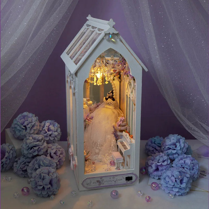 DIY Book Nook Doll House Wooden Case Miniature Furniture Dollhouse Bookshelf Shelf Insert Toys for Children Girls Birthday Gifts