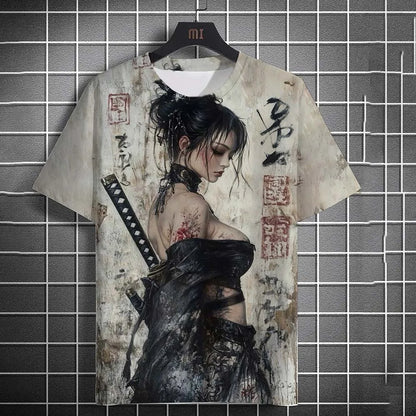 Men'S T-Shirt Cartoon Sexy Samurai Women Graphic T Shirts Summer Casual Harajuku Streetwear 3D Printed Hip Hop Unisex Tops