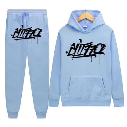 Large Supply of Men'S Sportswear, New Fashion Hip Hop Suit Two-Piece Set Hoodie Printed Sweatshirt Comfortable Casual Male Style