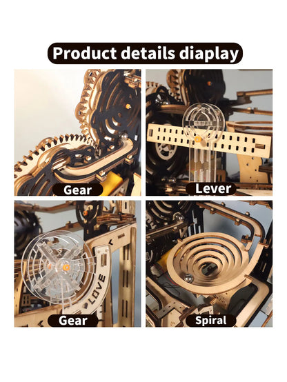 Electric 3D Wooden Puzzles Marble Run Model Kits Brain Teaser Puzzle DIY Handmade Christmas Gift