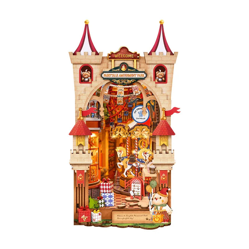 Book Nook Kit Fairytale Amusement Park DIY Miniature Kit with Lights Library of Wonders Booknook Model Kits for Adults