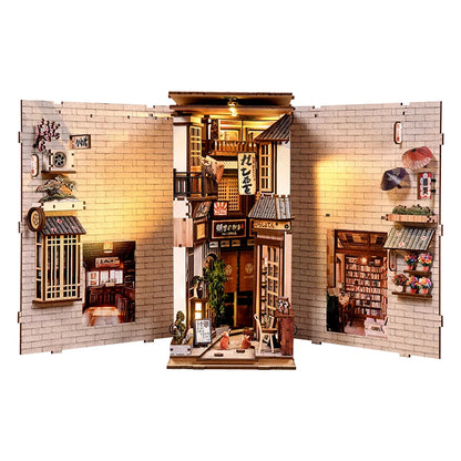Cat'S Alley DIY Miniature House - 3D Wooden Book Nook Kit, Hand-Assembled Bookend & Home Decor, Christmas and Black Friday