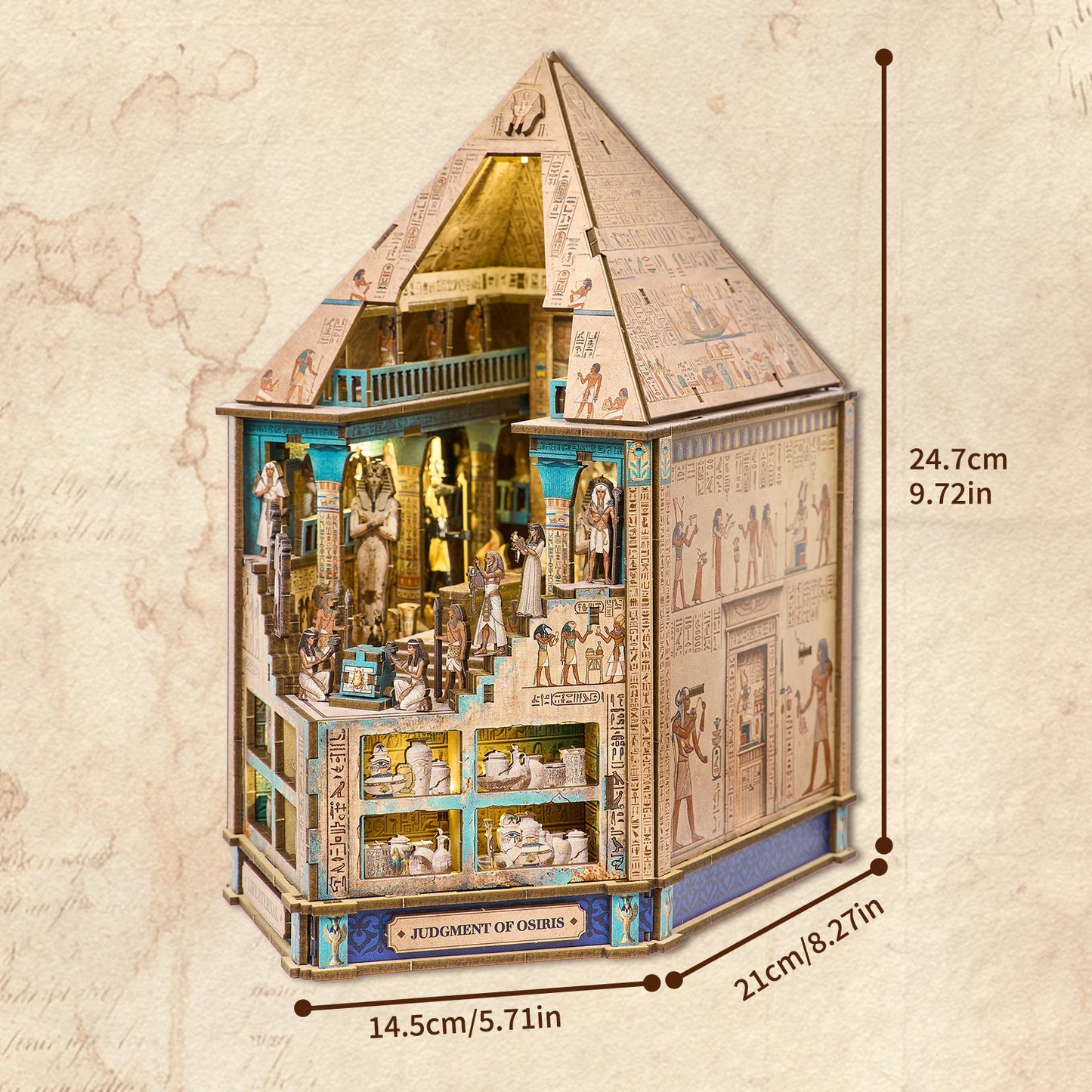 Book Nook Kit 3D Wooden Puzzle Egyptian Pharaoh Mummydiy Miniature Dollhouse Pyramid Model Building Home Decoration Gifts