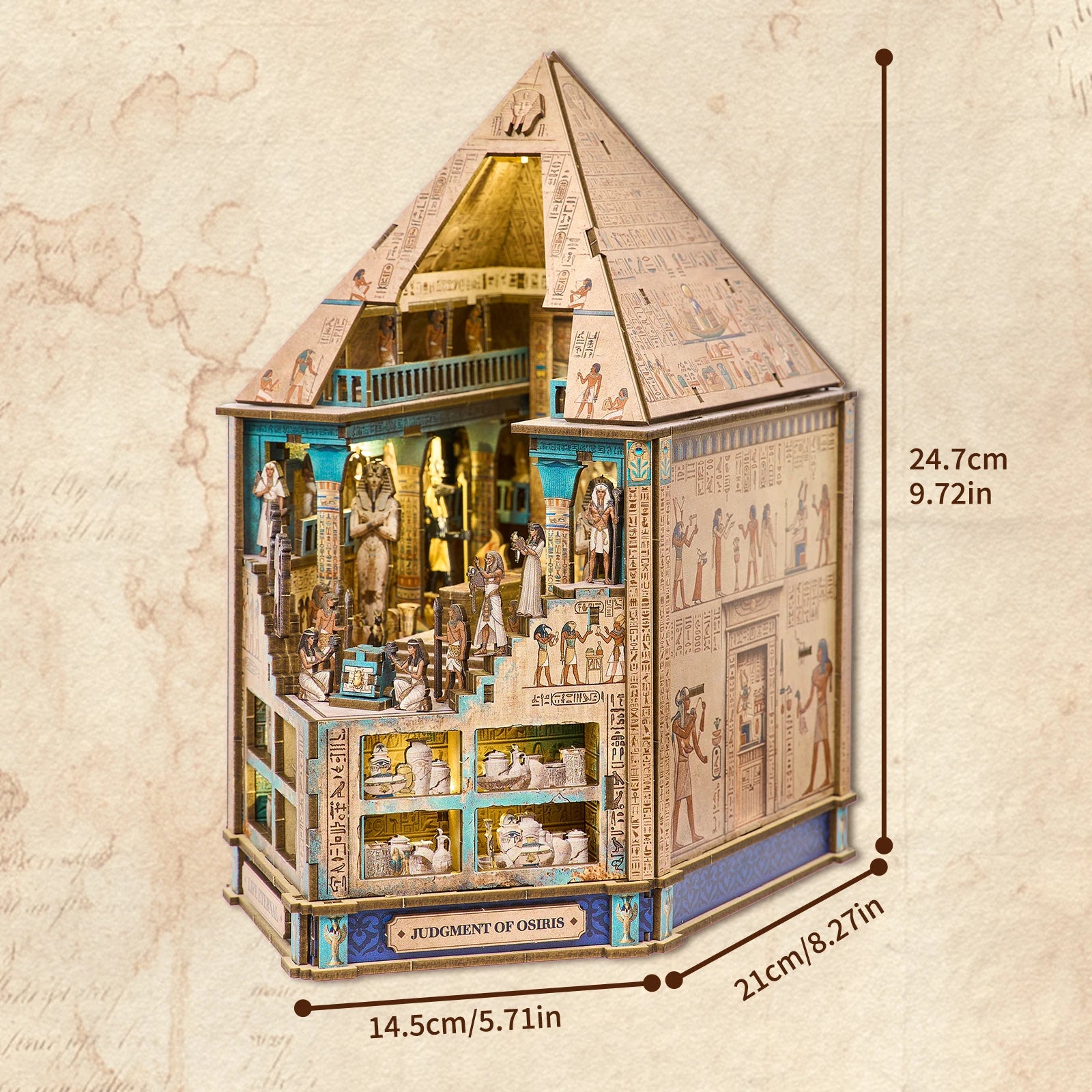 Book Nook Kit 3D Wooden Puzzle Egyptian Pharaoh Mummydiy Miniature Dollhouse Pyramid Model Building Home Decoration Gifts